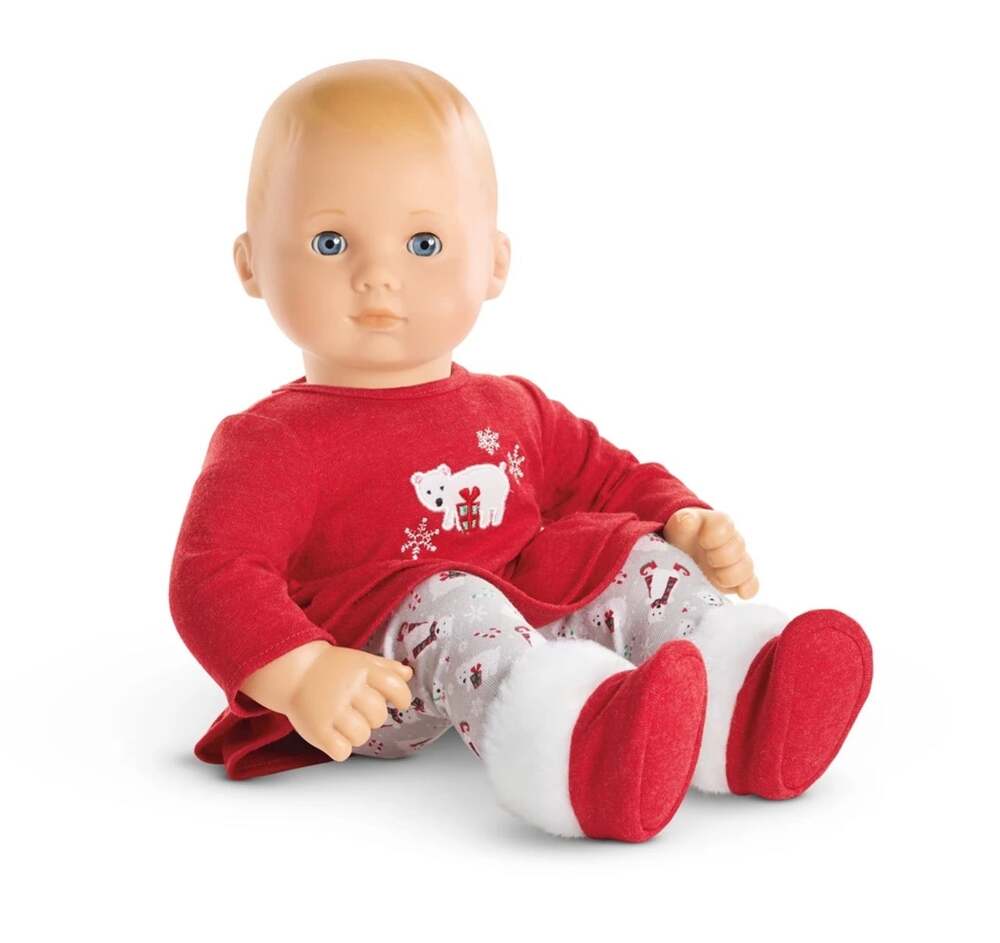American Girl Bitty Baby ruffled polar bear pjs Doll not included